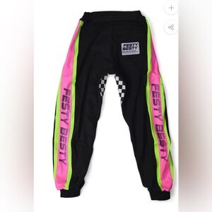 NWOT Women's Black Joggers Festy Besty Racing Festival Pants